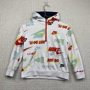 Nike Little Boys Active Joy French Terry Pullover Hoodie Sz L 6-7 Retro AOP